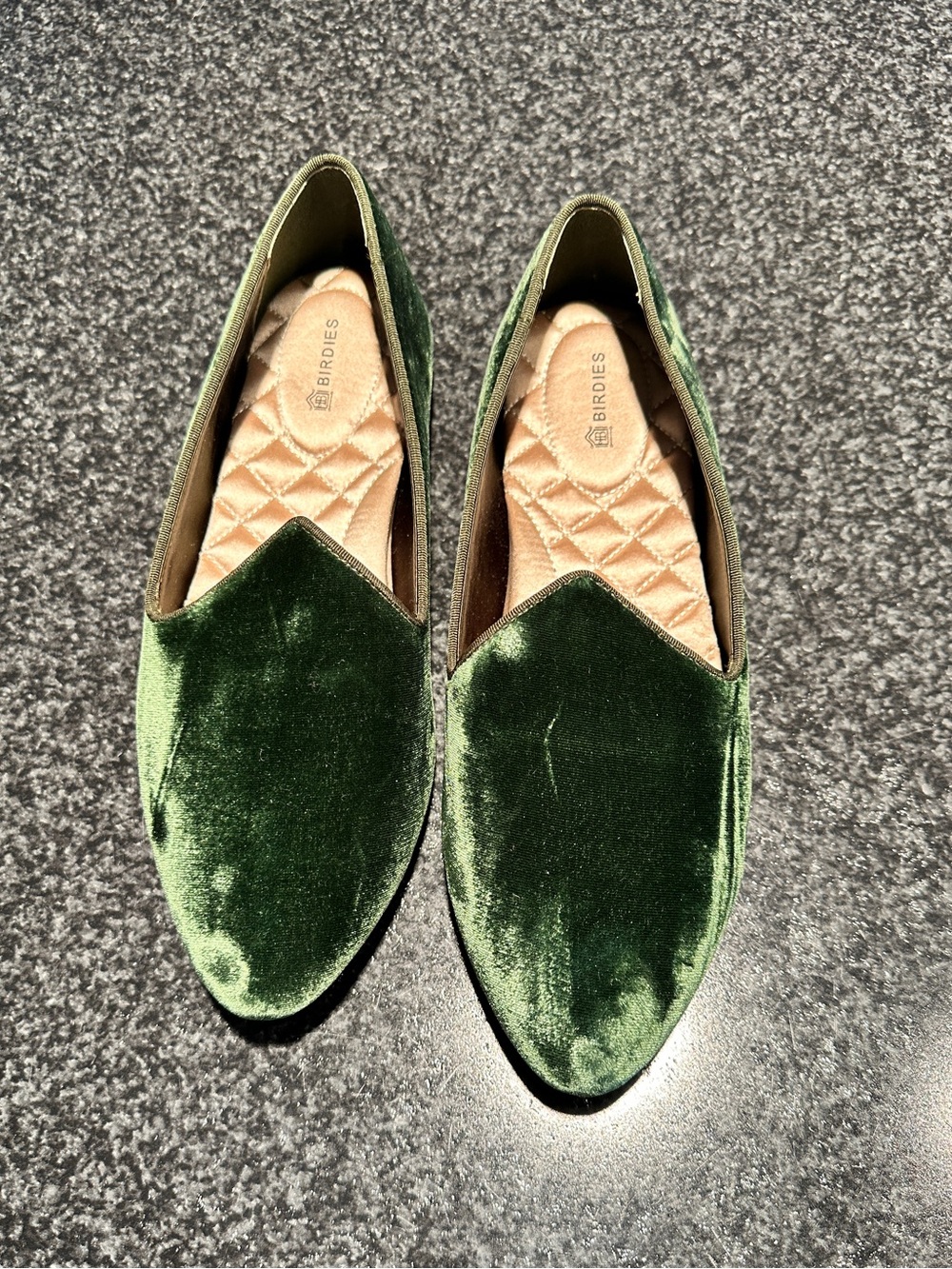 Birdies Hunter Green Heron Velvet Loafers Size 8 - Picture 5 of 15